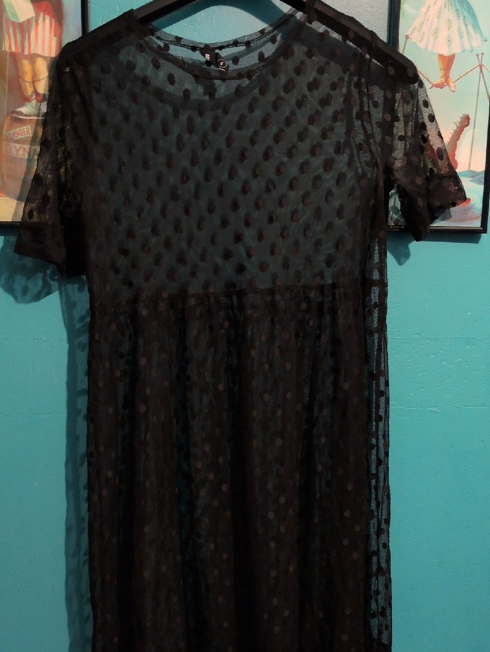 Sheer Black Polka Dot Midi Dress